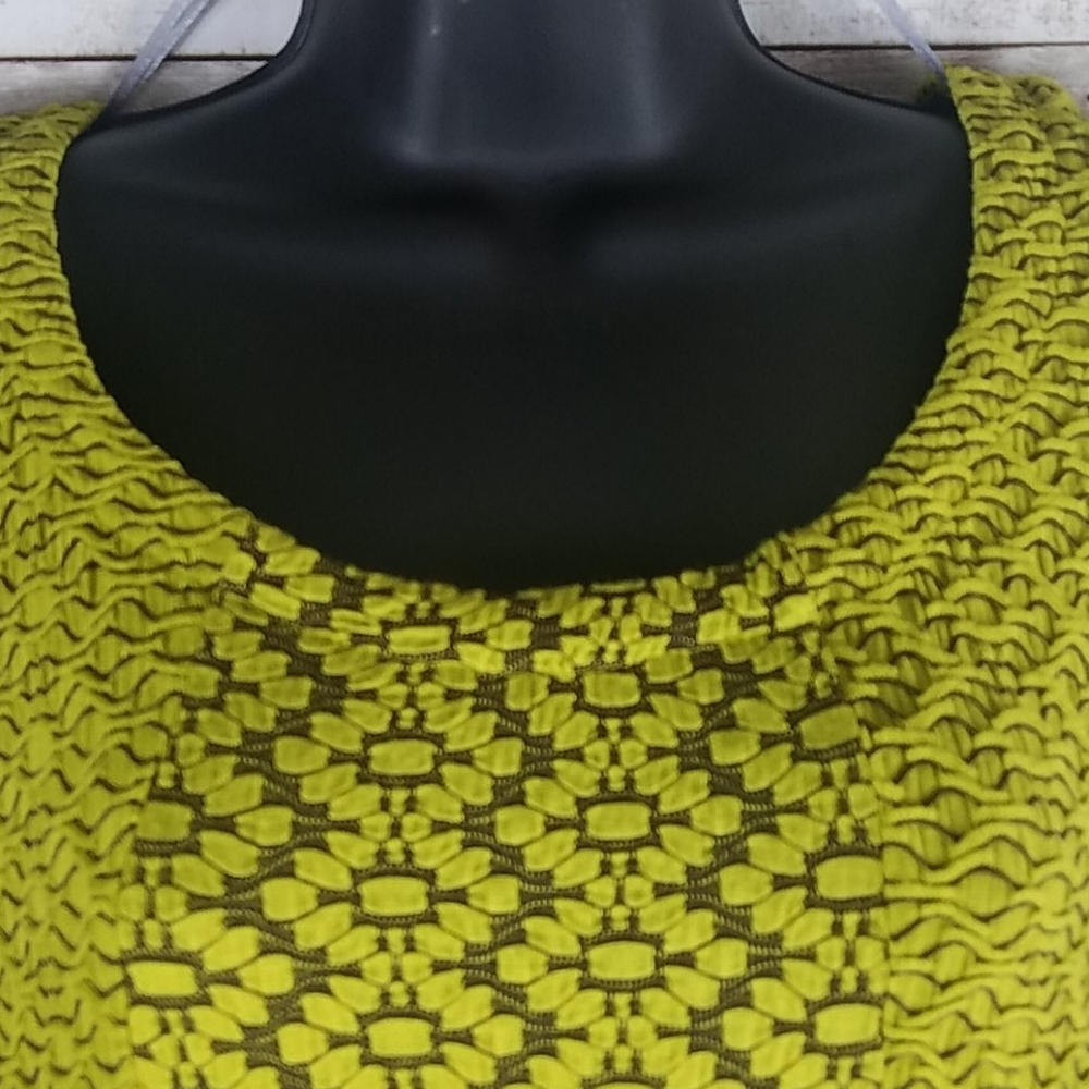NWT, Peck and Peck Top, Chartreuse Boho Tunic or Dress Asymetrical Argyle, Sz L - Picture 9 of 11